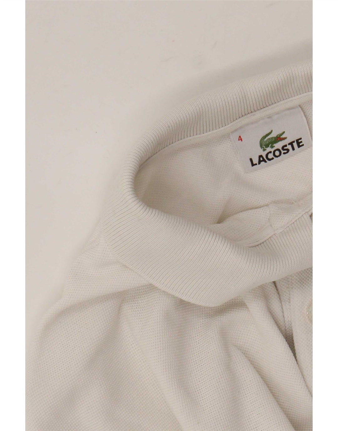 Lacoste Mens Long Sleeve Polo Shirt Size 4 Medium White Cotton