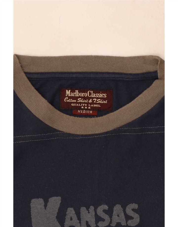 Marlboro Classics Mens Graphic T-Shirt Top Medium Navy Blue Cotton
