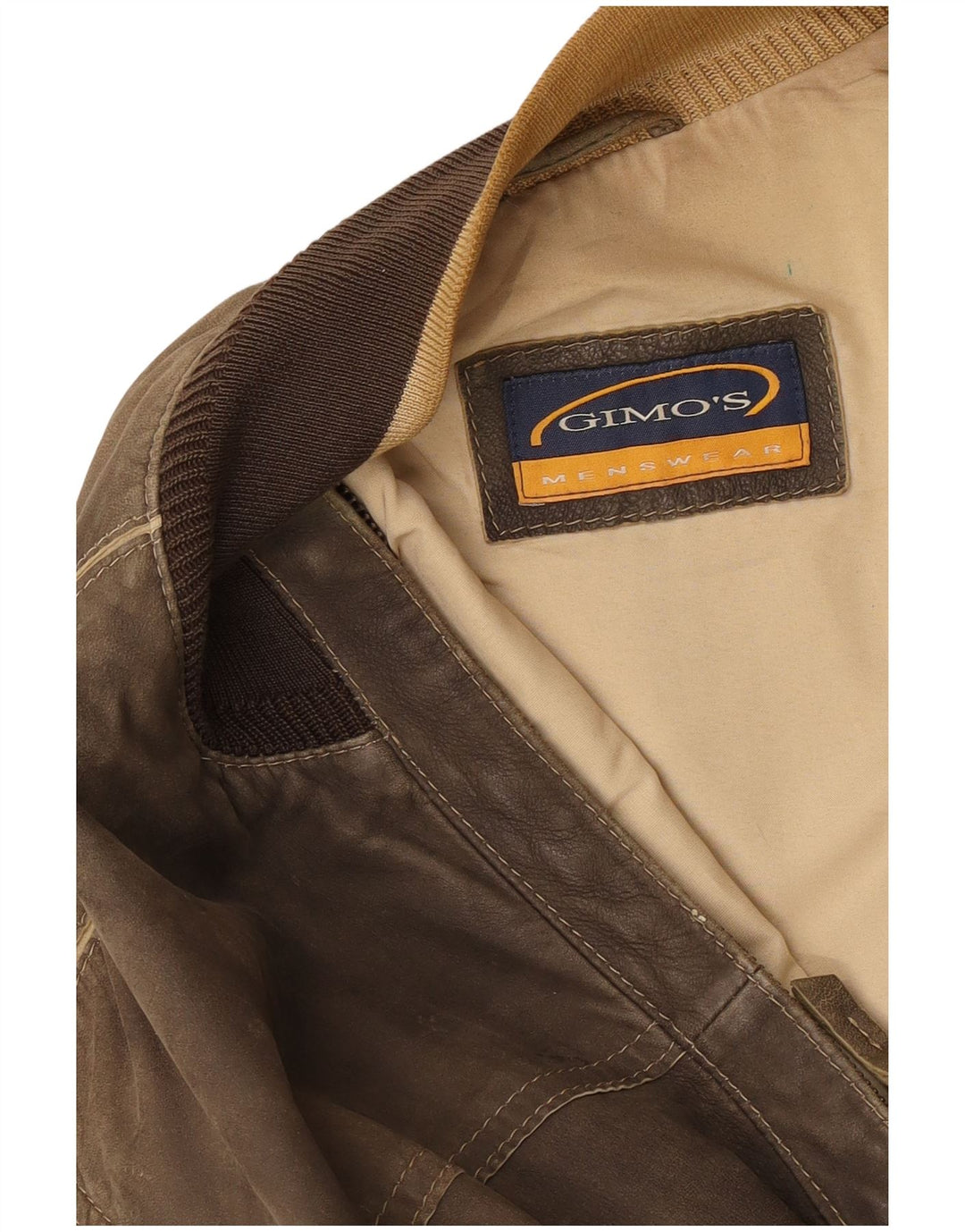 Gimo's Mens Leather Bomber Jacket UK 40 Large Brown