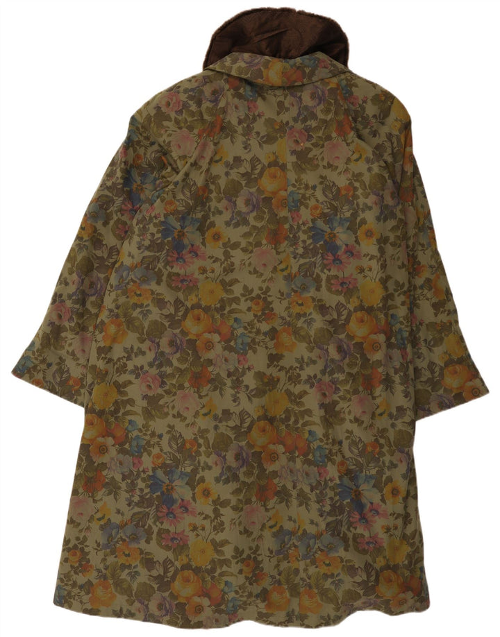 Vintage Womens Overcoat UK 18 XL Green Floral