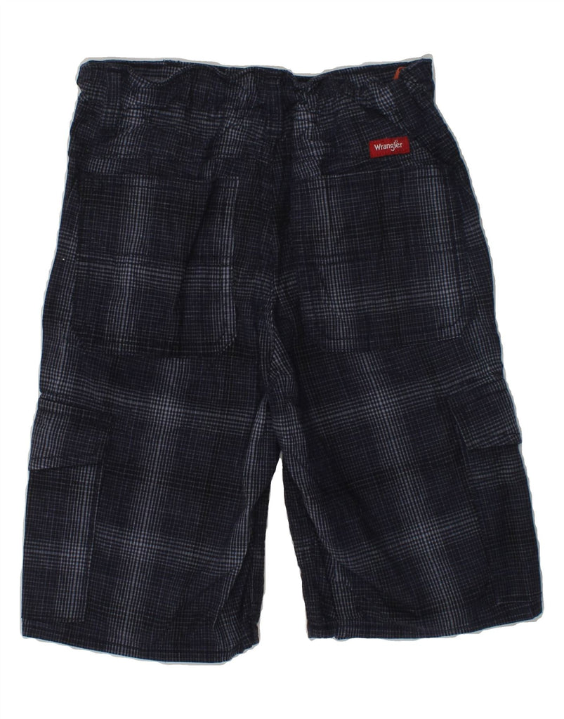 WRANGLER Boys Cargo Shorts 6-7 Years W22  Navy Blue Check Cotton | Vintage Wrangler | Thrift | Second-Hand Wrangler | Used Clothing | Messina Hembry 