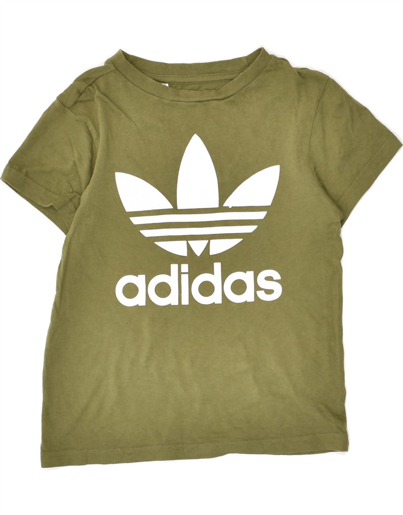 ADIDAS Boys Graphic T-Shirt Top 8-9 Years Khaki Cotton | Vintage Adidas | Thrift | Second-Hand Adidas | Used Clothing | Messina Hembry 