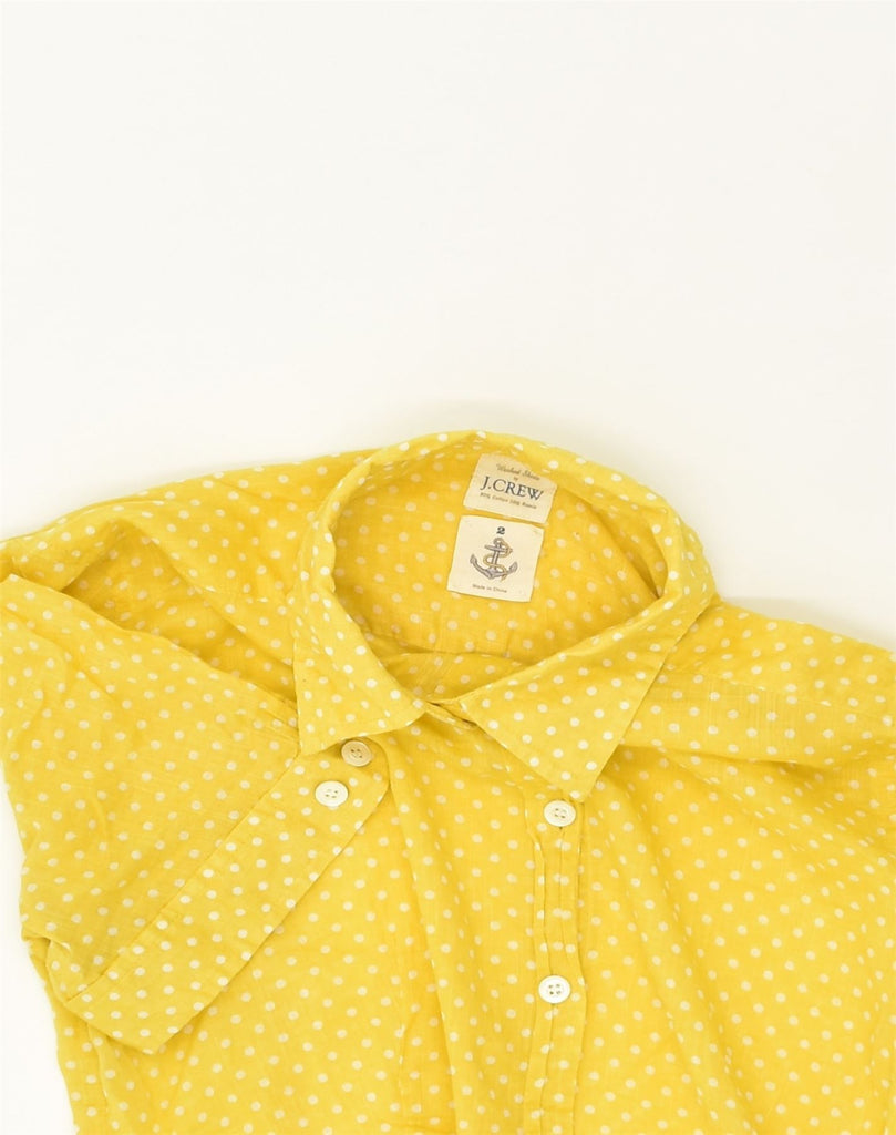 J. CREW Womens Short Sleeve Shirt US 2 XS Yellow Polka Dot Ramie | Vintage J. Crew | Thrift | Second-Hand J. Crew | Used Clothing | Messina Hembry 