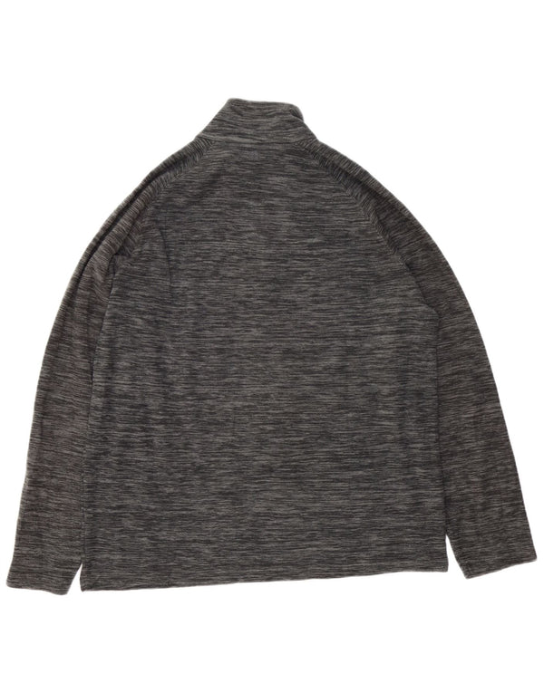 MOUNTAIN WAREHOUSE Mens Zip Neck Fleece Jumper Large Grey Pinstripe