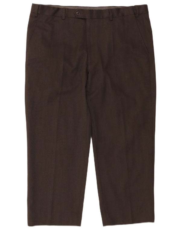 Marks & Spencer Mens Crop Regular Fit Suit Trousers W38 L25 Grey Polyester