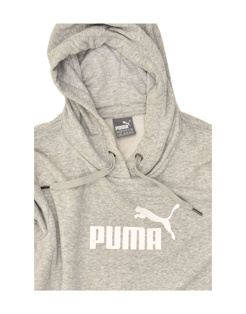 PUMA Womens Graphic Hoodie Jumper UK 14 Large  Grey Cotton | Vintage Puma | Thrift | Second-Hand Puma | Used Clothing | Messina Hembry 