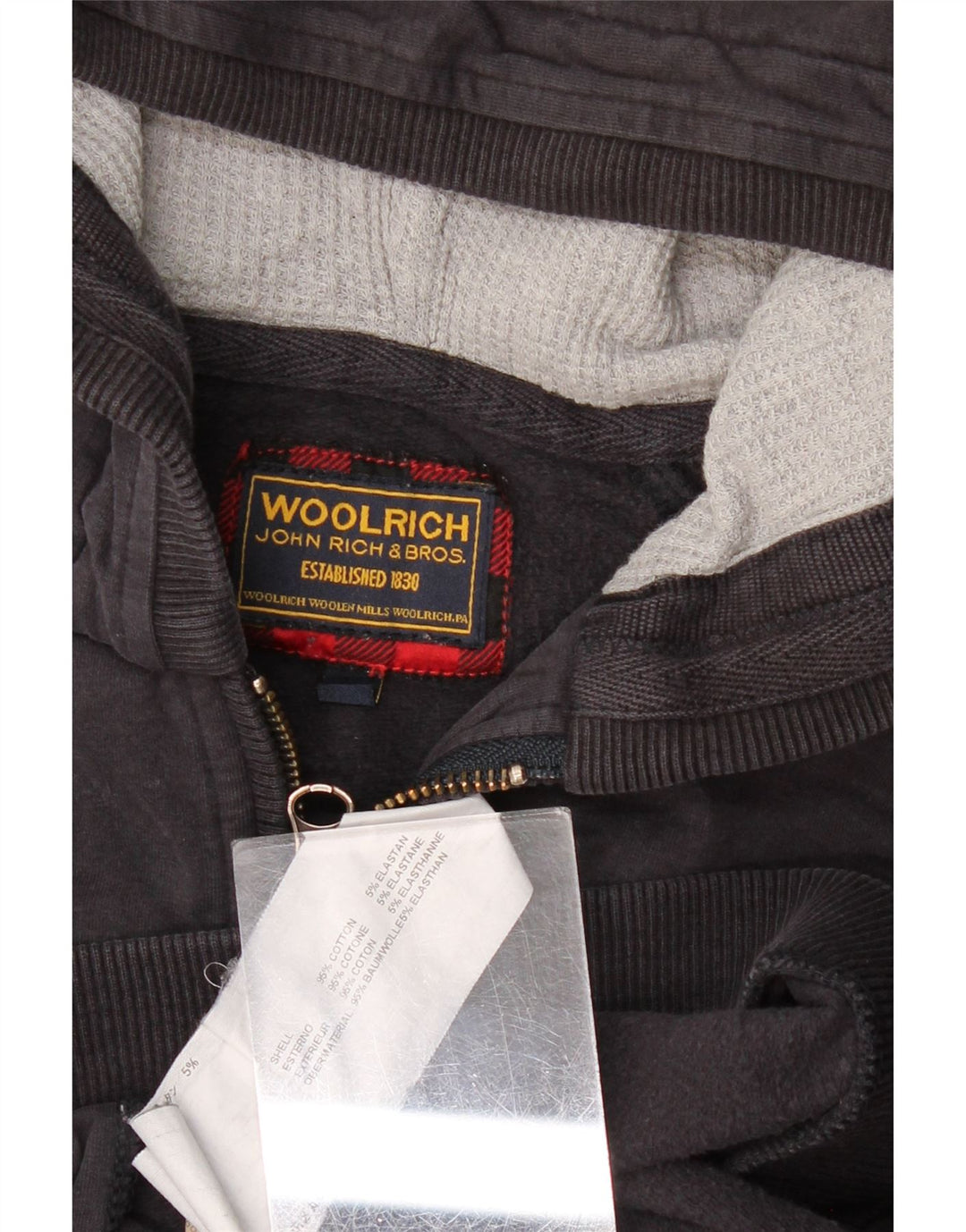 Woolrich Womens Zip Hoodie Sweater UK 12 Medium Black Cotton