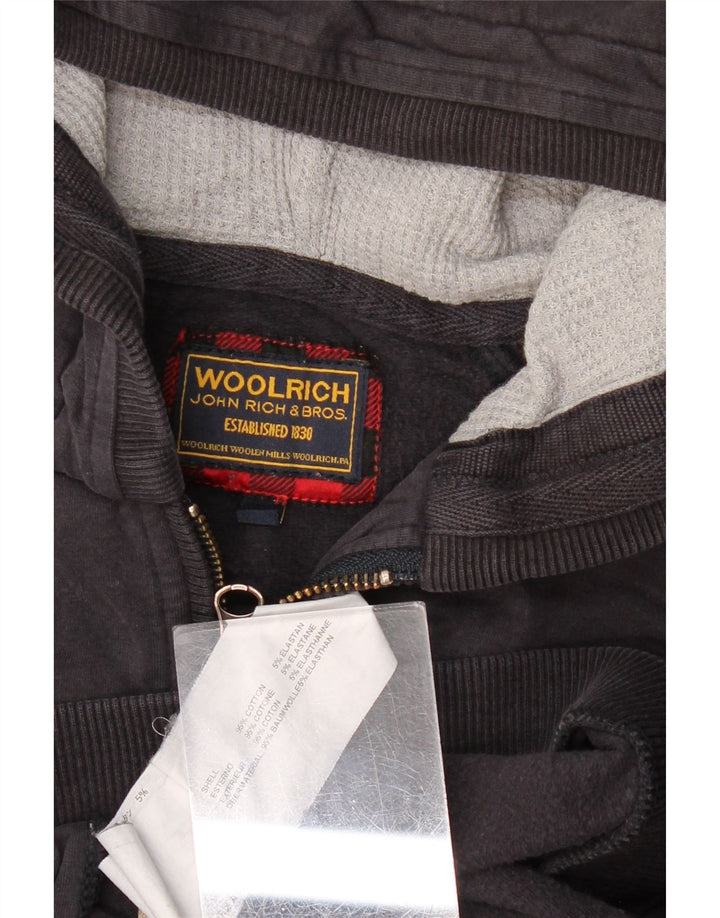 Woolrich Womens Zip Hoodie Sweater UK 12 Medium Black Cotton