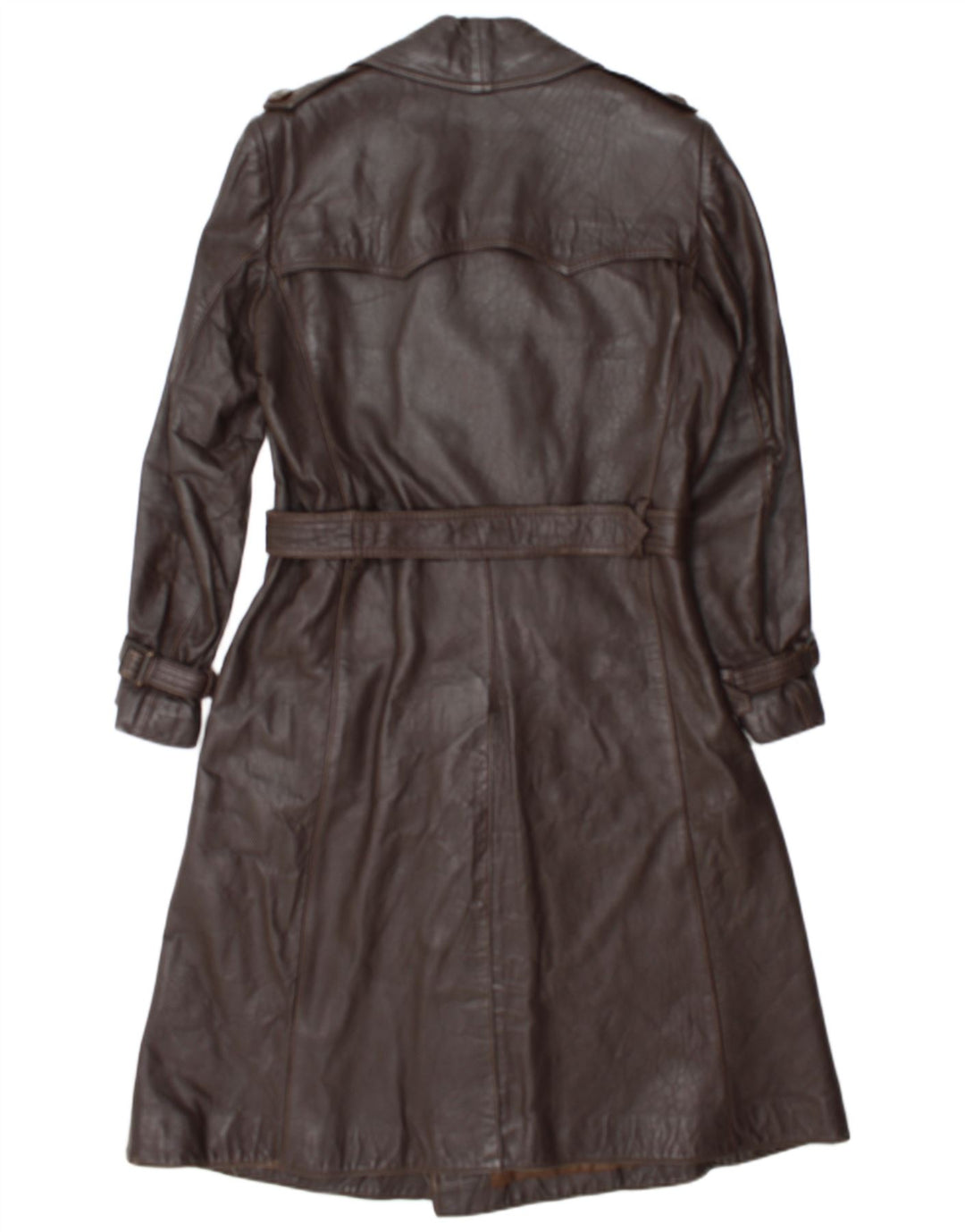 Vintage Womens Double Breasted Leather Coat IT 52 2XL Brown