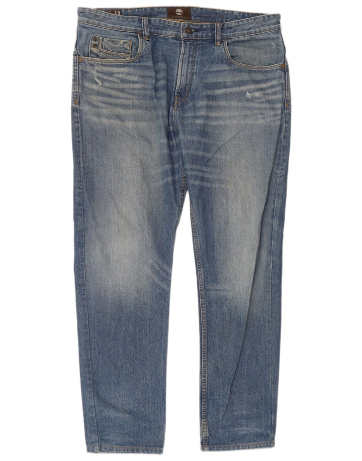 Timberland Mens Distressed Tapered Jeans W40 L32 Blue Cotton