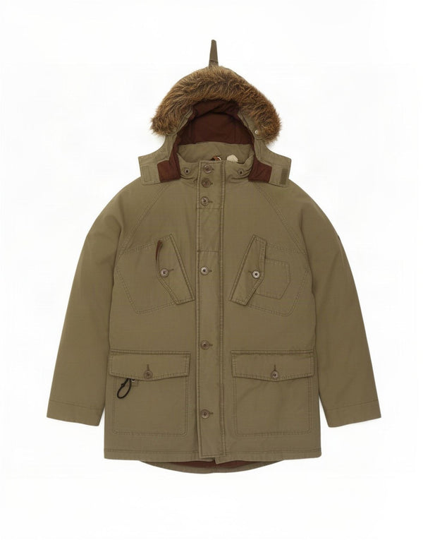 Timberland Mens Hooded Parka Jacket UK 38 Medium Khaki