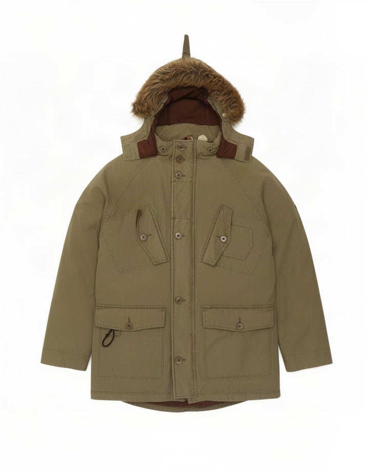 Timberland Mens Hooded Parka Jacket UK 38 Medium Khaki