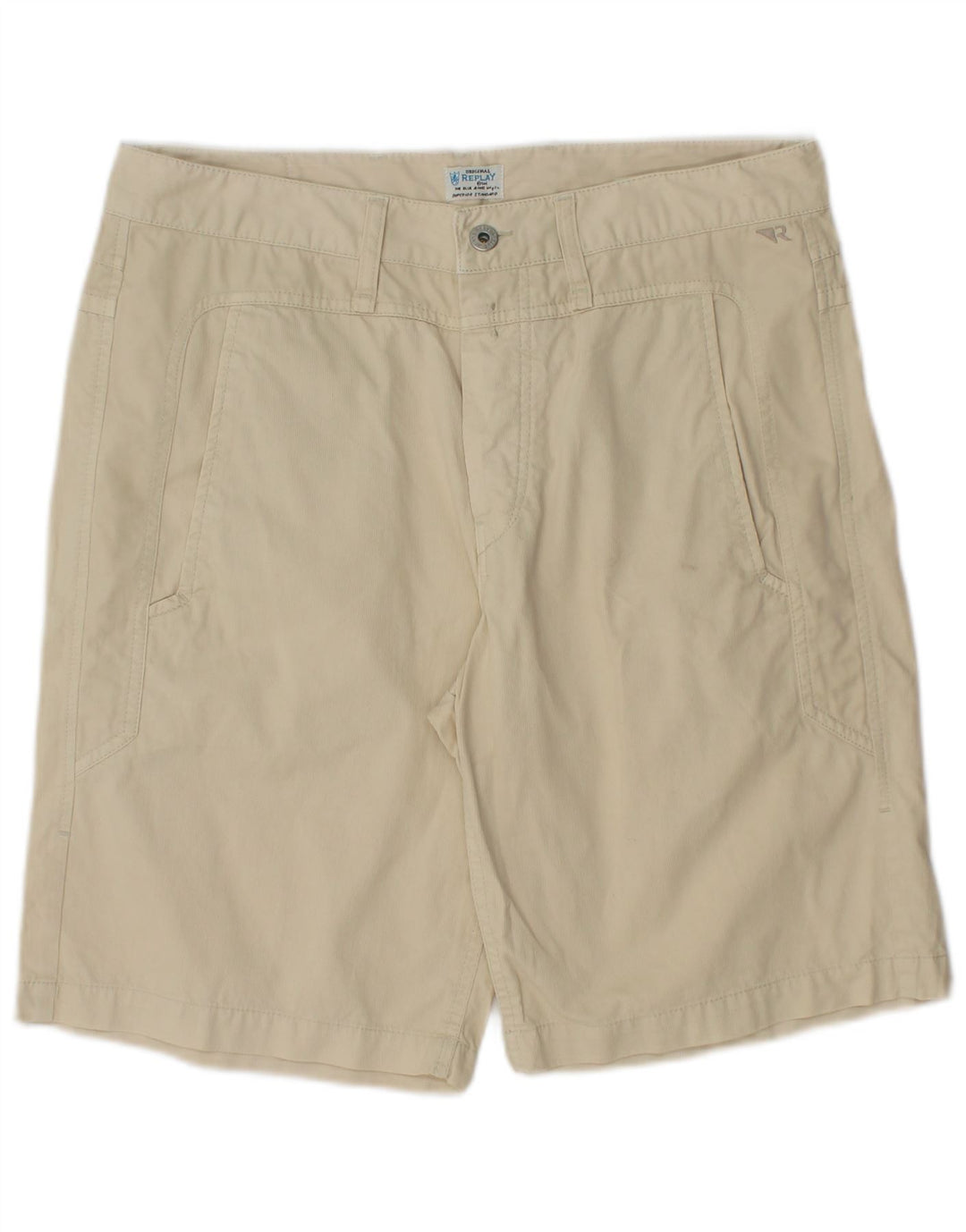 REPLAY Mens Casual Shorts W31 Medium Off White Cotton