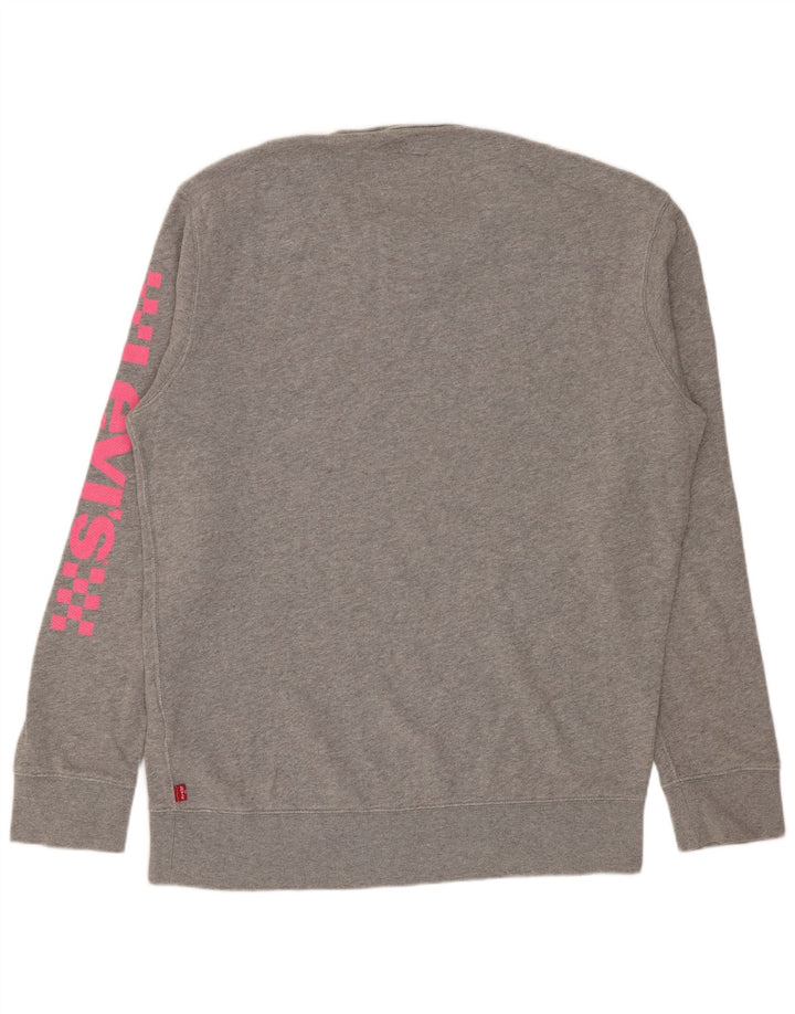 Levi's Mens Graphic Sweatshirt Jumper Medium Grey Flecked Cotton