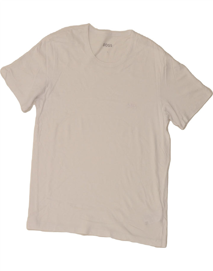 HUGO BOSS Mens T-Shirt Top Large White Cotton Vintage Hugo Boss and Second-Hand Hugo Boss from Messina Hembry 