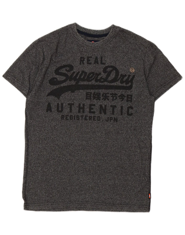 Superdry Mens Graphic T-Shirt Top Medium Grey Flecked Cotton