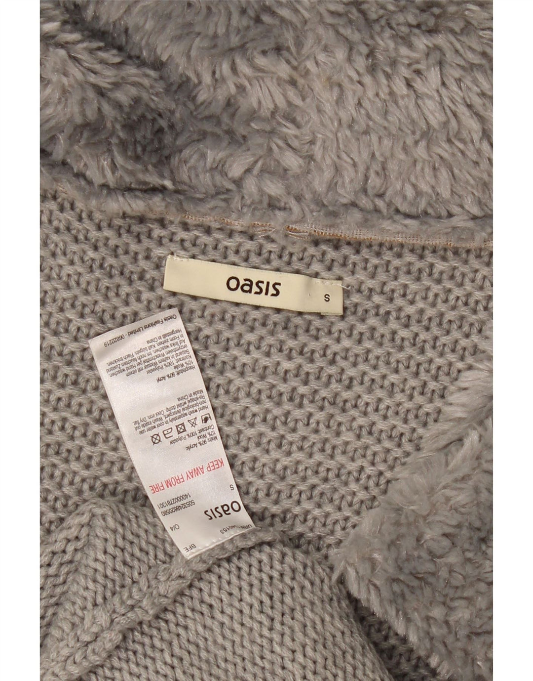 OASIS Womens Asymmetric Open Cardigan Sweater UK 10 Small Grey Acrylic
