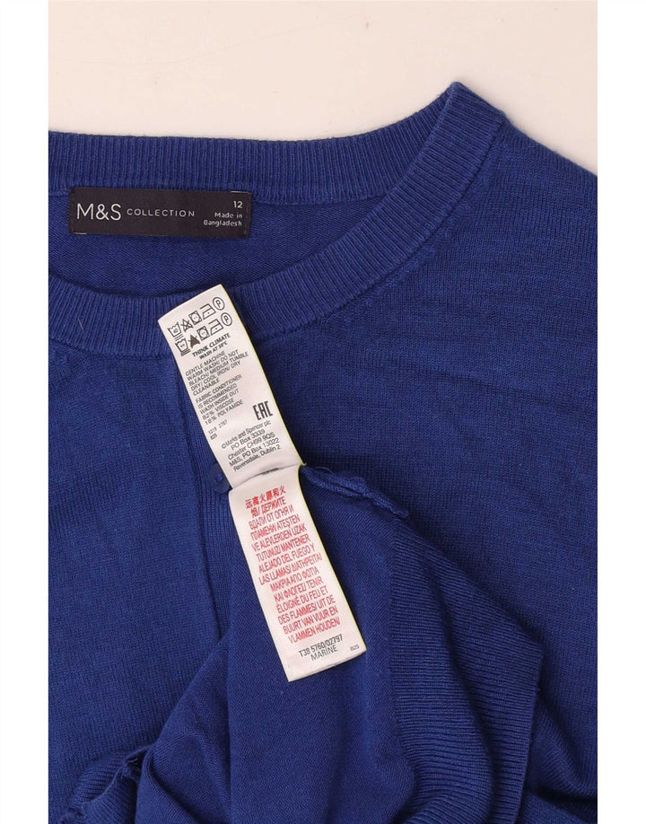 Marks & Spencer Womens Crop Cardigan Sweater UK 12 Medium Blue Viscose