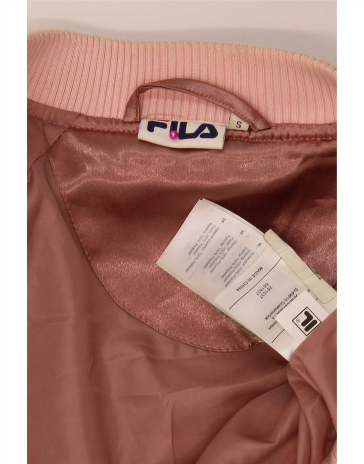 Fila Womens Graphic Oversized Bomber Jacket UK 10 Small Pink Polyester
