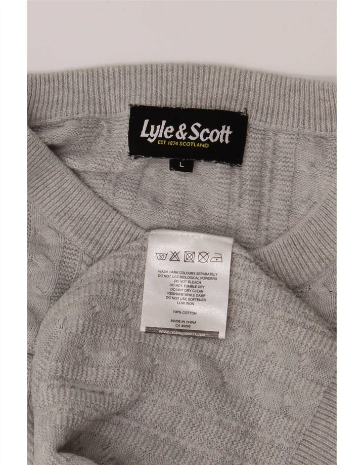 Lyle & Scott Mens Crew Neck Jumper Sweater Large Grey Cotton