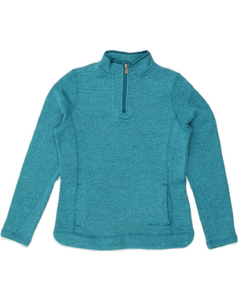 WEIRD FISH Womens Zip Neck Fleece Jumper UK 10 Small Turquoise Polyester | Vintage Weird Fish | Thrift | Second-Hand Weird Fish | Used Clothing | Messina Hembry 