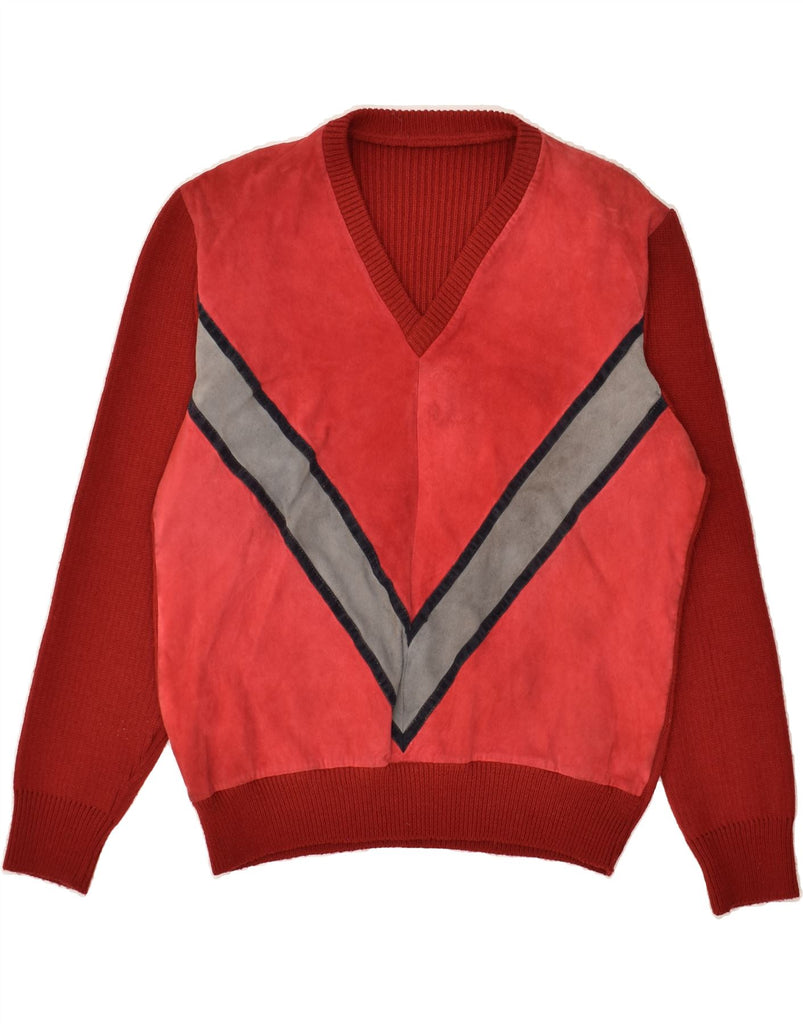 VINTAGE Womens V-Neck Jumper Sweater UK 14 Large Red | Vintage Vintage | Thrift | Second-Hand Vintage | Used Clothing | Messina Hembry 