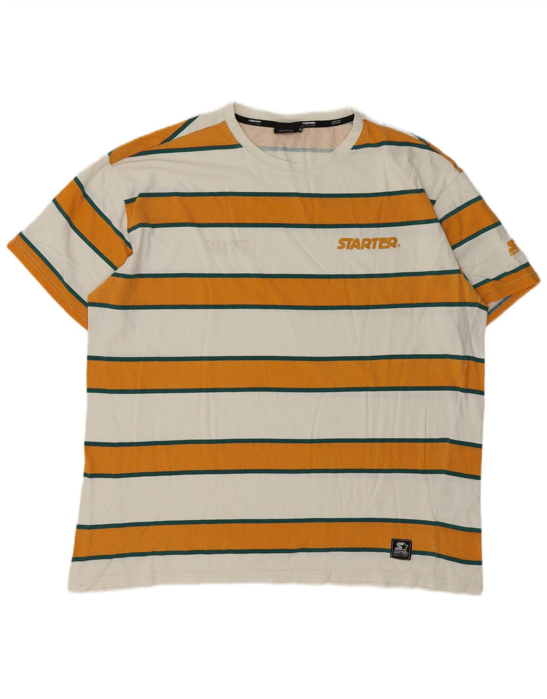 Starter Mens T-Shirt Top XL White Striped Cotton