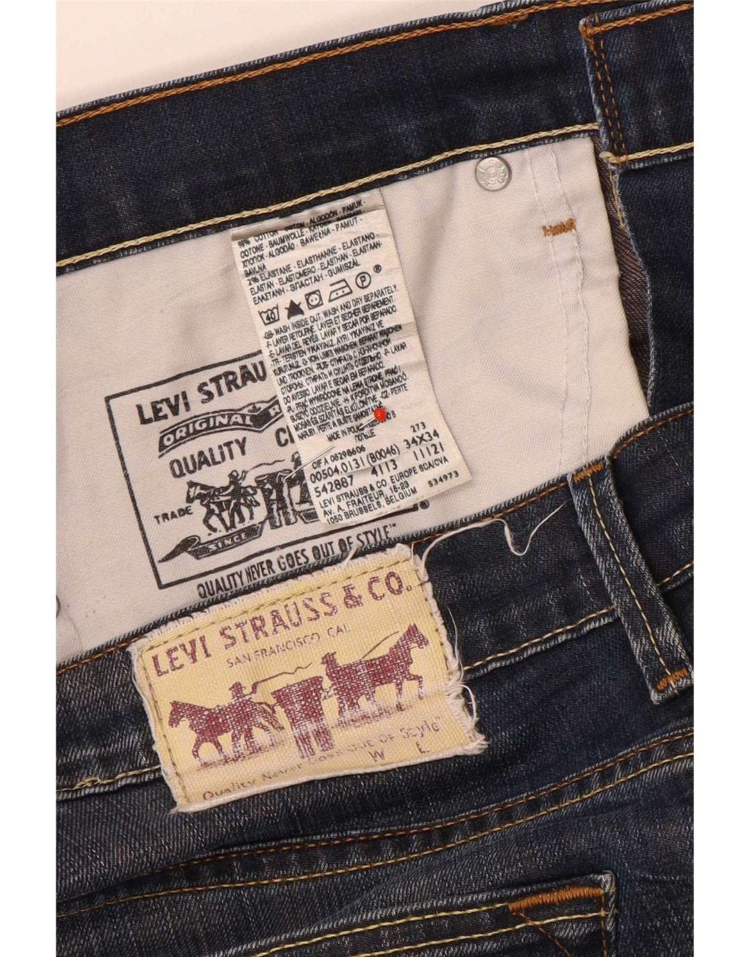Levi's Mens Straight Jeans W34 L29 Blue Cotton