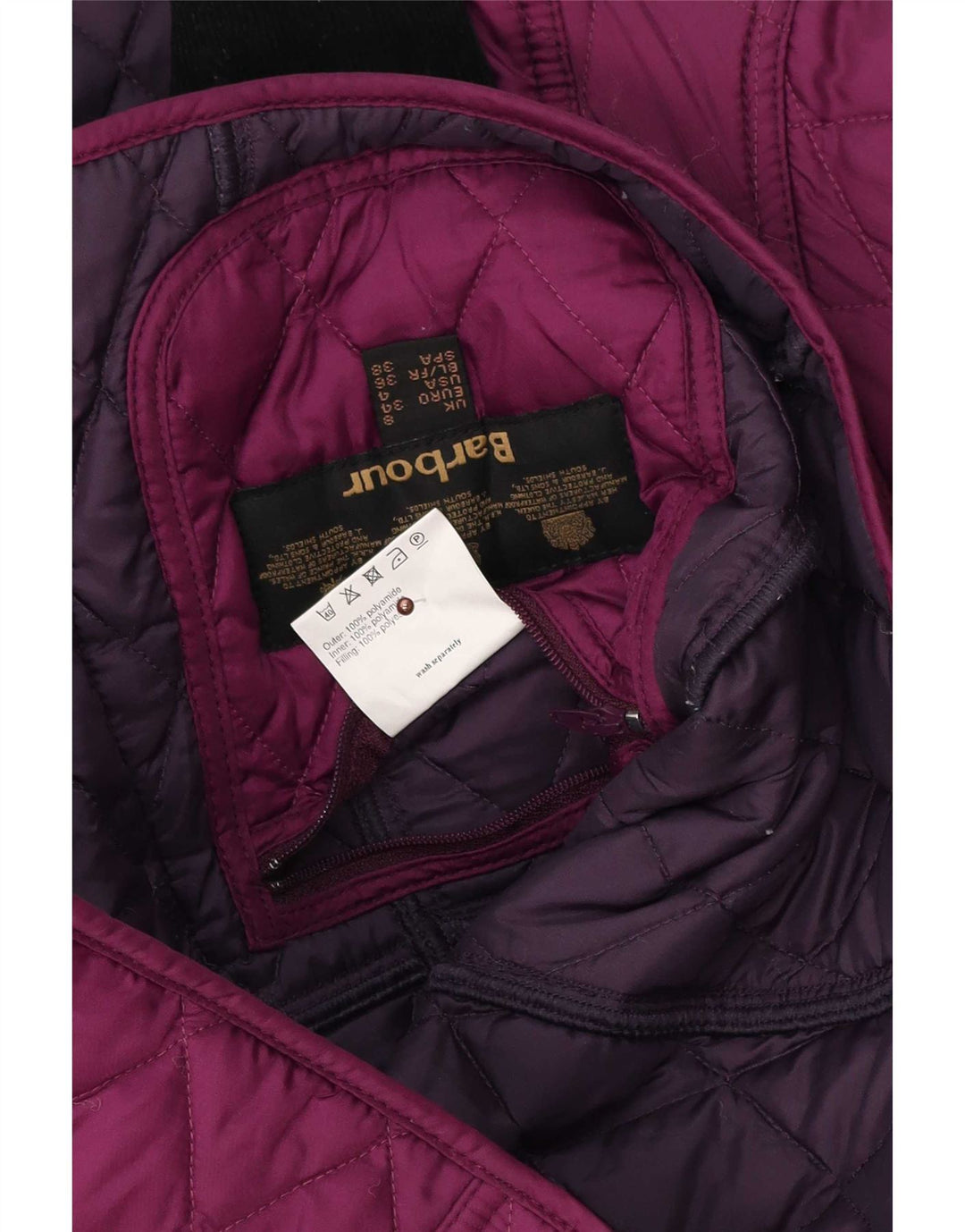Barbour Womens Quilted Jacket UK 8 Small Purple Polyester