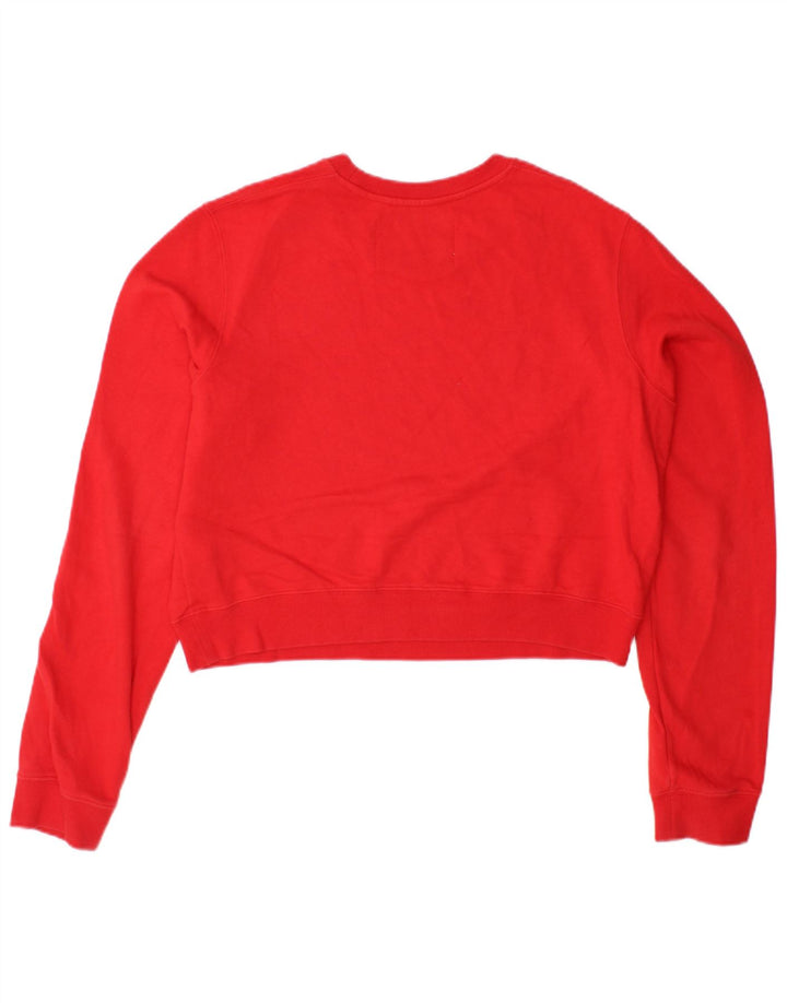 CALVIN KLEIN JEANS Womens Crop Sweatshirt Jumper UK 16 Large Red Cotton