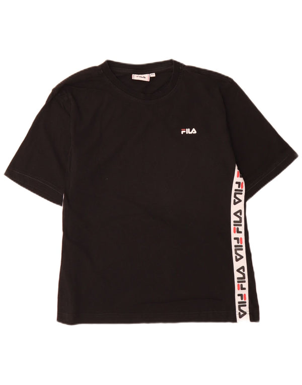Fila Womens Graphic T-Shirt Top UK 6 XS Black Colourblock Cotton