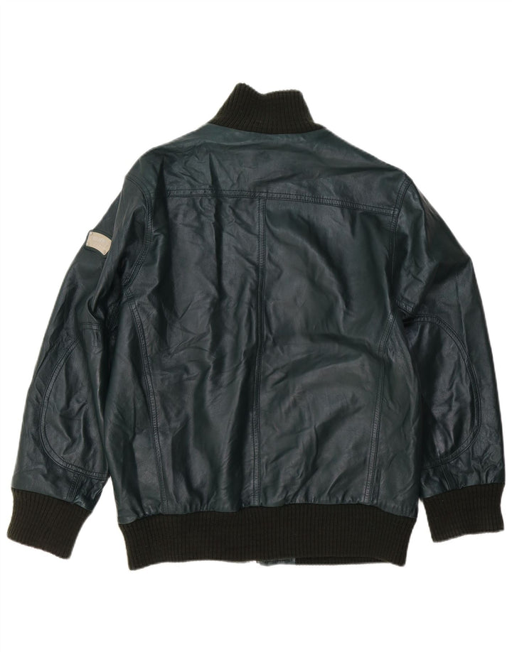 Williams Wilson Mens Leather Jacket UK 40 Large Green Leather