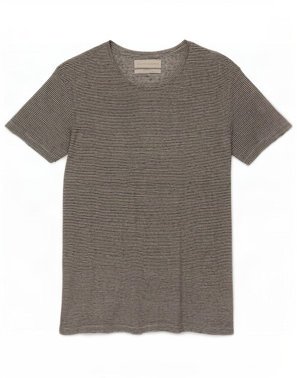 Zara Mens T-Shirt Top Small White Striped Linen