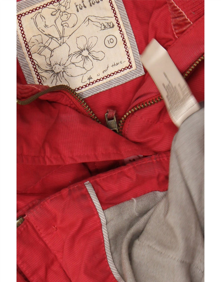 FAT FACE Womens Hooded Padded Jacket UK 10 Small Red Polyester