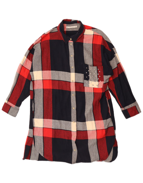 Zara Womens Loose Fit Flannel Shirt Dress UK 16 Large Multicoloured Check