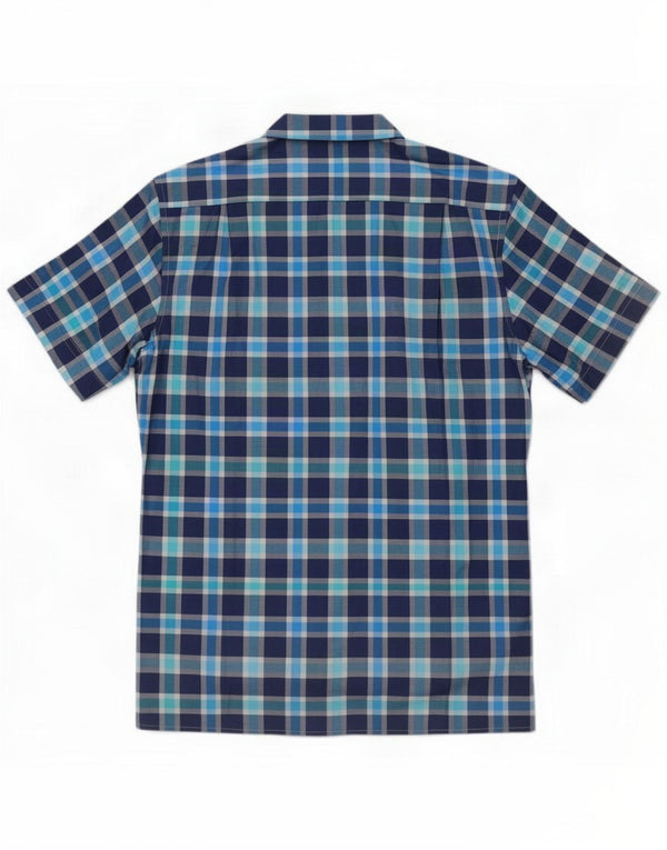 Vintage Mens Short Sleeve Shirt Large Blue Check