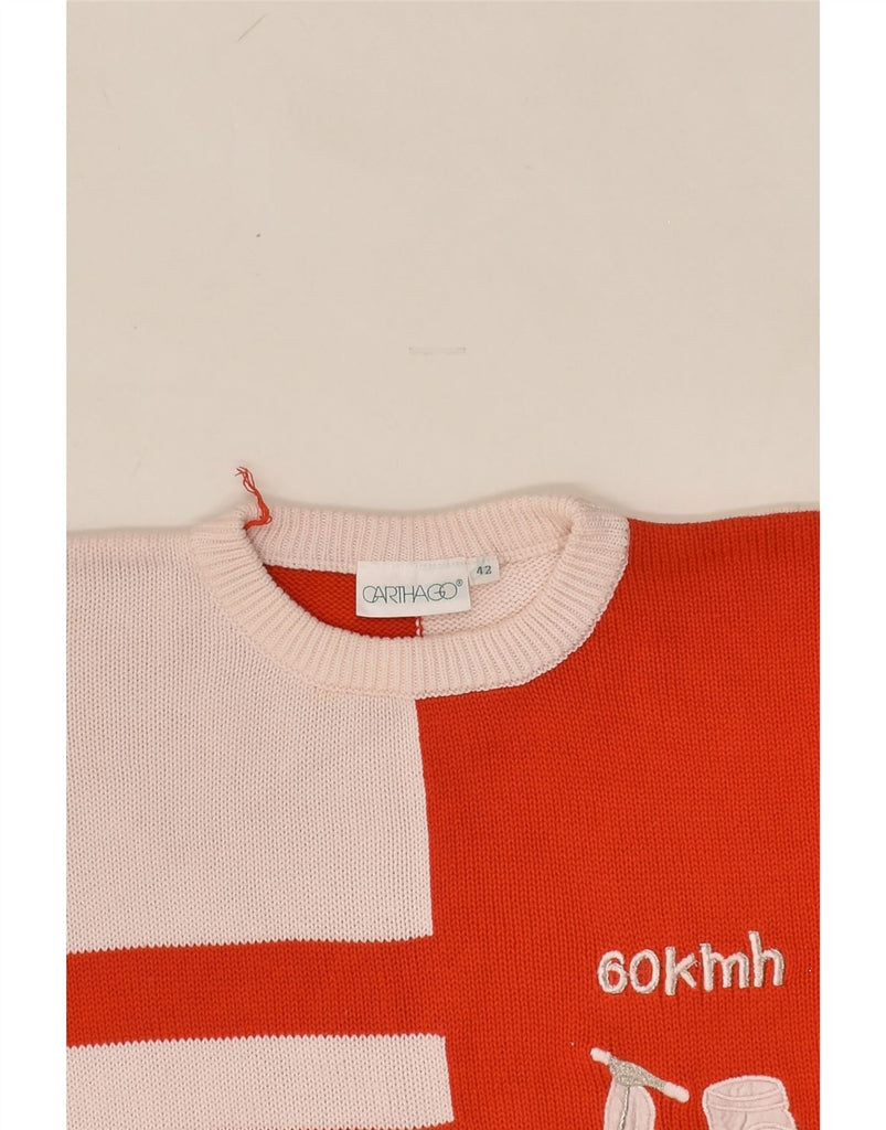 CARTHAGO Womens Crew Neck Jumper Sweater EU 42 Large Red Colourblock | Vintage Carthago | Thrift | Second-Hand Carthago | Used Clothing | Messina Hembry 