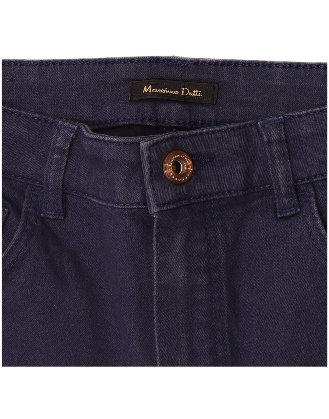 Massimo Dutti Womens Slim Casual Trousers W26 L26 Navy Blue