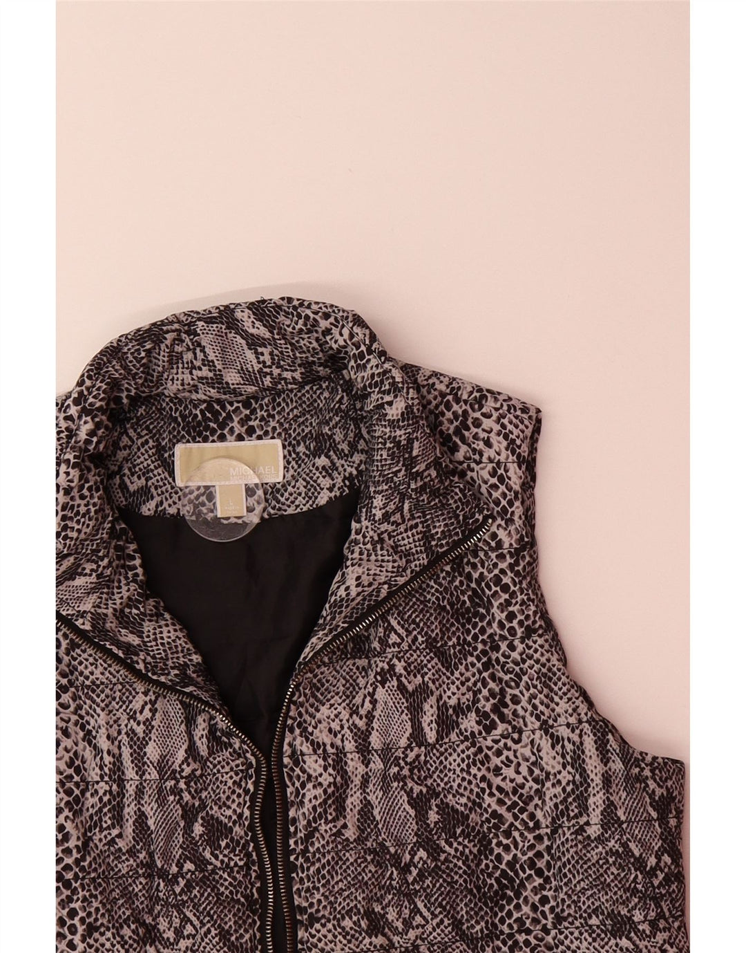 MICHAEL KORS Womens Padded Gilet UK 16 Large Grey Animal Print Polyester Vintage Michael Kors and Second-Hand Michael Kors from Messina Hembry 
