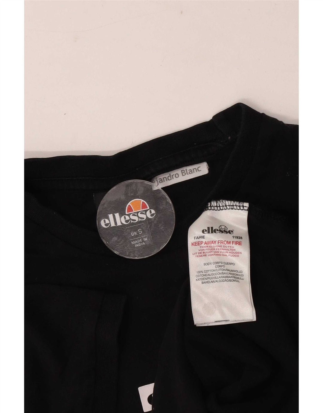 Ellesse Mens Graphic T-Shirt Top Small Black Cotton