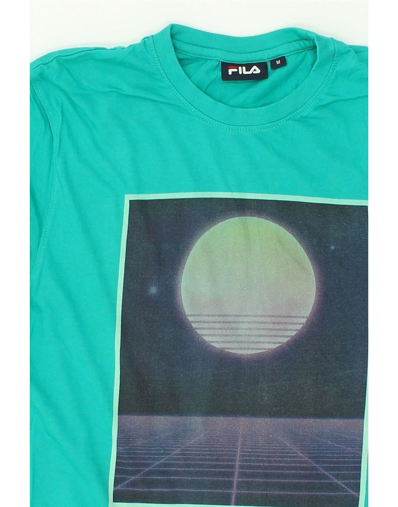 FILA Mens Graphic T-Shirt Top Medium Turquoise Cotton Vintage Fila and Second-Hand Fila from Messina Hembry 