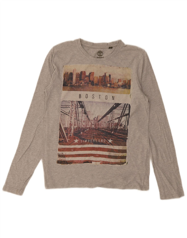 Timberland Boys Graphic Top Long Sleeve 15-16 Years Medium Grey Cotton