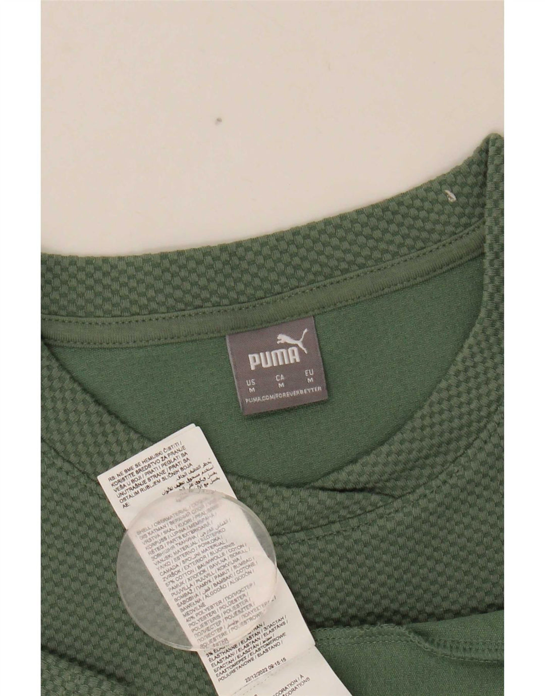 Puma Womens T-Shirt Top UK 12 Medium Green Cotton
