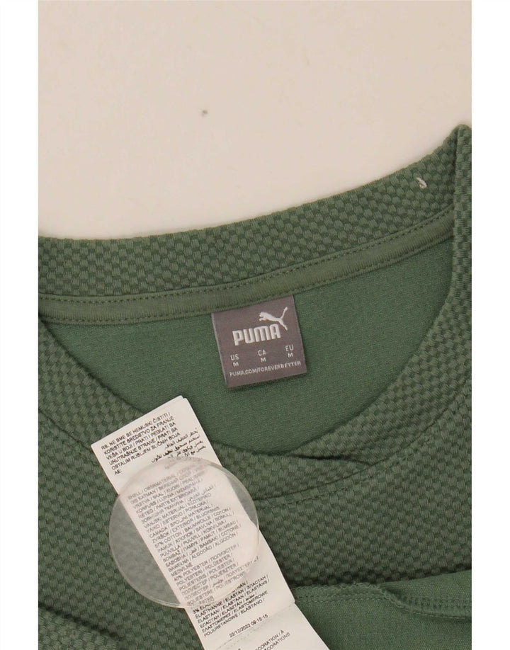Puma Womens T-Shirt Top UK 12 Medium Green Cotton