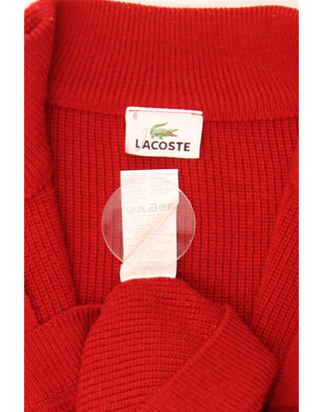 Lacoste Mens Cardigan Sweater Size 6 XL Red Wool