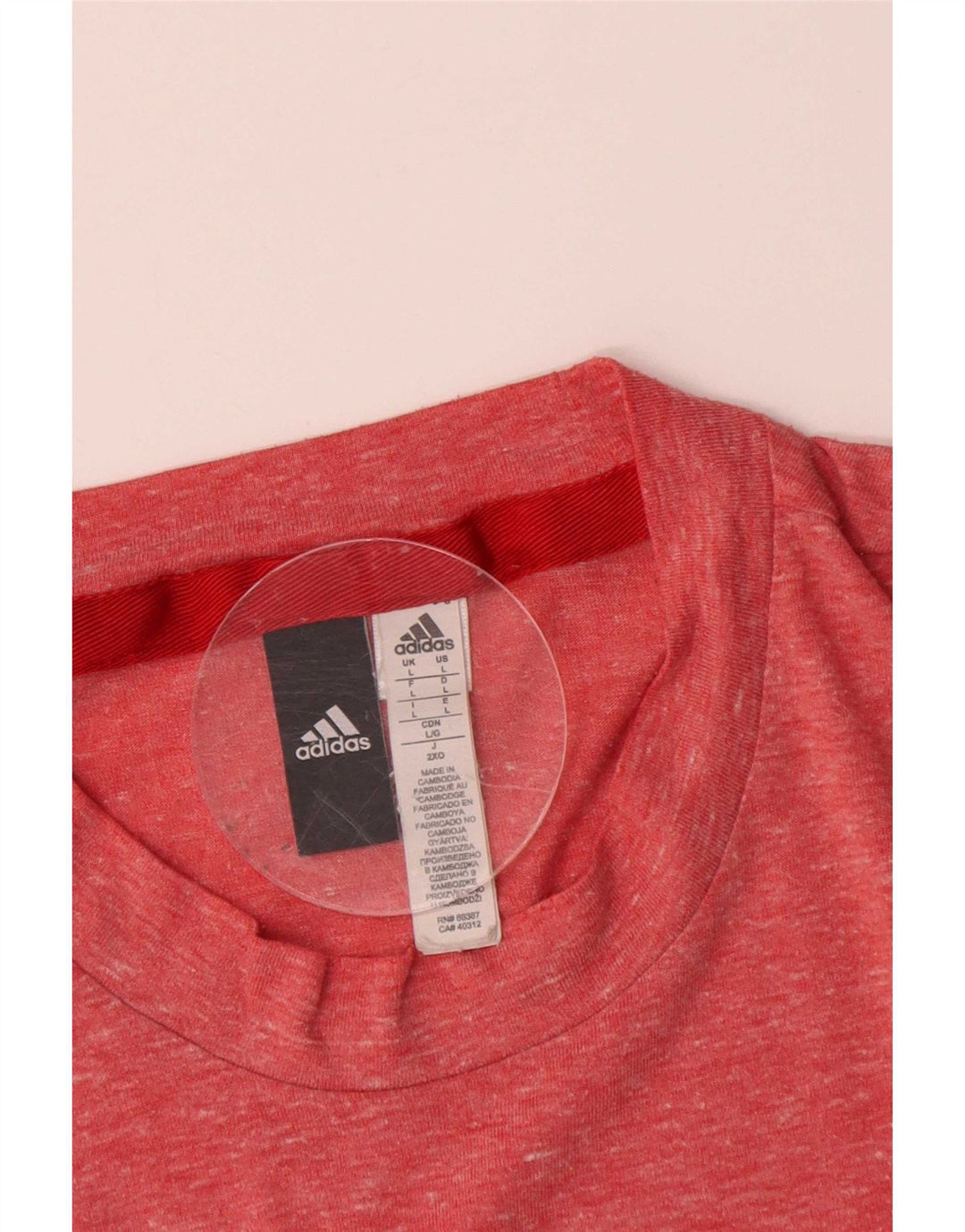 Adidas Mens T-Shirt Top Large Pink Flecked Polyester