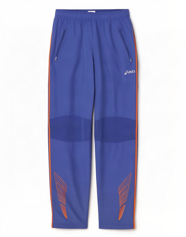 Asics Mens Graphic Tracksuit Trousers Large Blue Colourblock Polyester