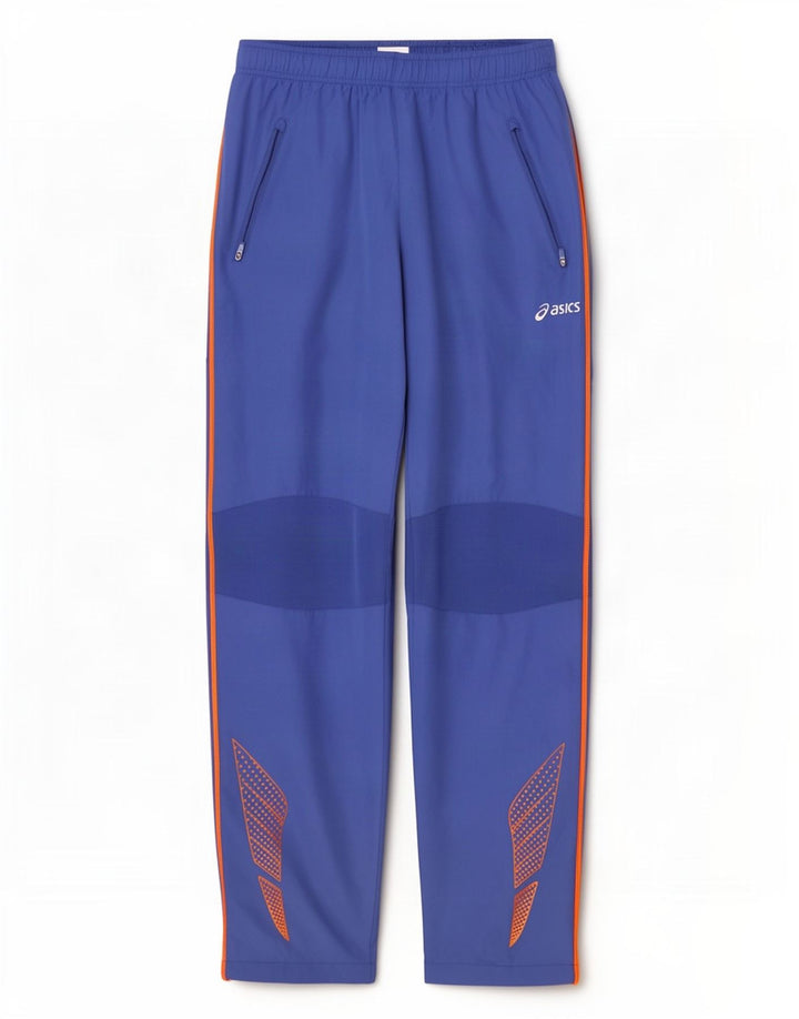 Asics Mens Graphic Tracksuit Trousers Large Blue Colourblock Polyester