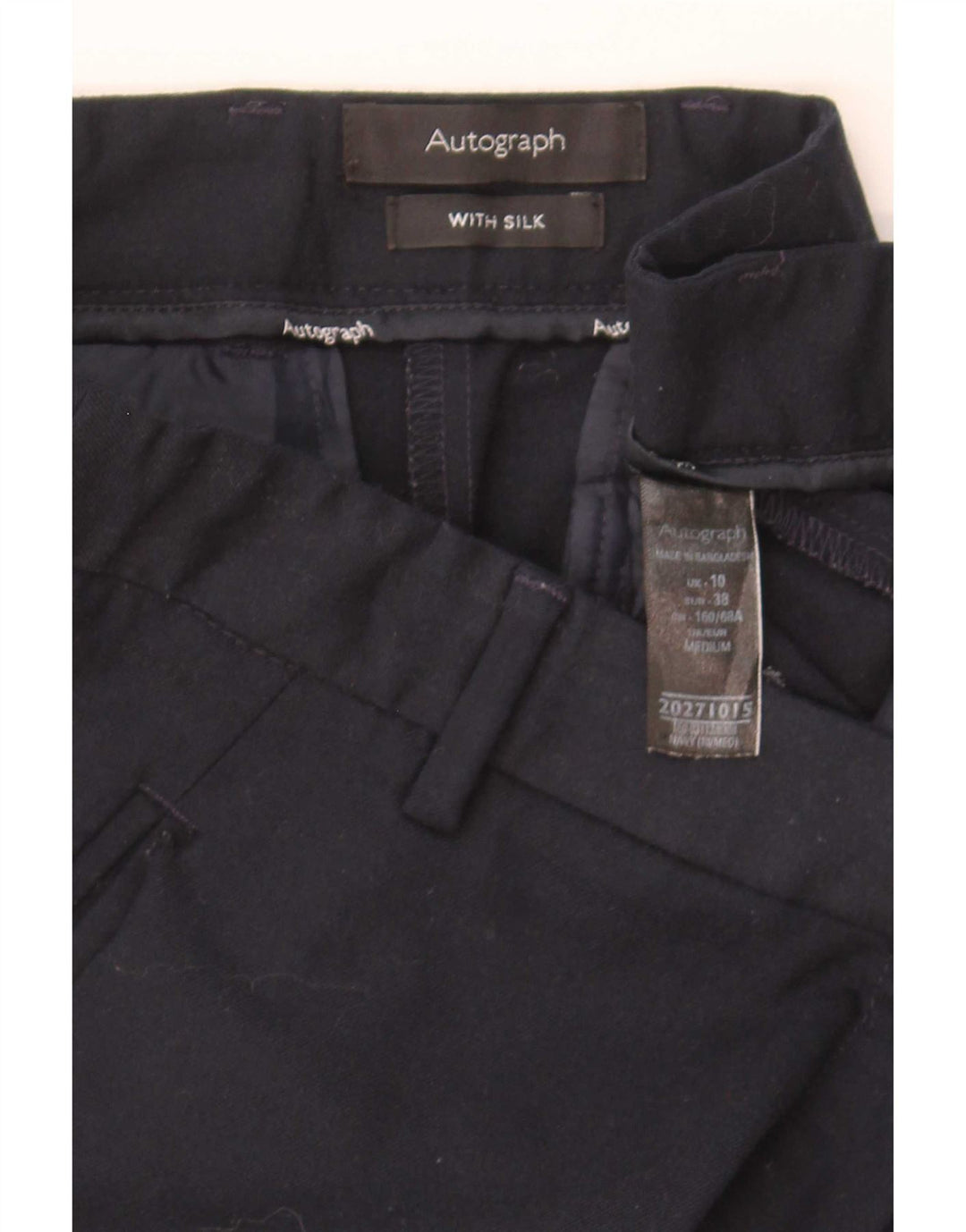 Marks & Spencer Womens Suit Trousers UK 10 Small W30 L29 Navy Blue