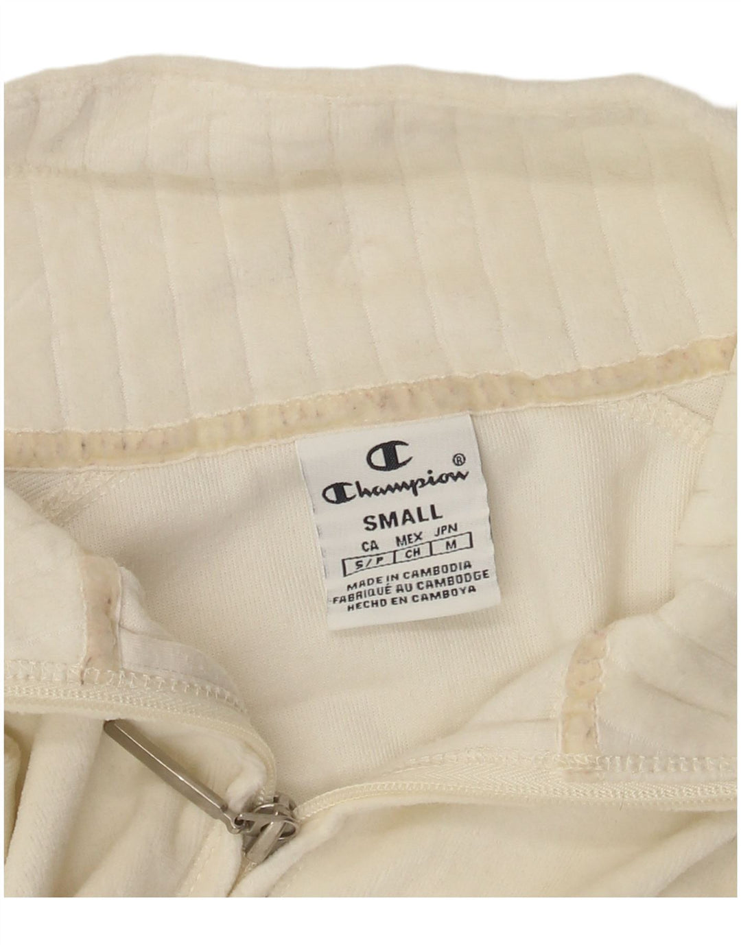 CHAMPION Womens Crop Tracksuit Top Jacket UK 10 Small Off White
